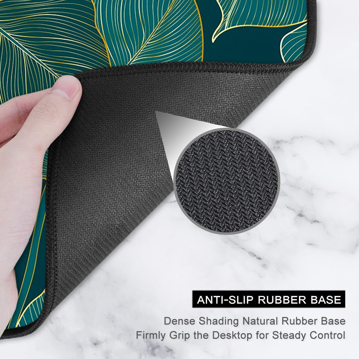 Extended Mouse Pad, XXL Gaming Mouse Pads, Large Big Mousepad Laptop Computer Keyboard Mat Desk Pad with Non-Slip Base Stitched Edge for Gaming Office, 35.5 X 15.7 Inch, Tropical Leaves