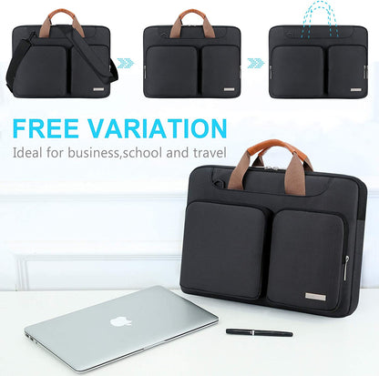 360° Protective Laptop Shoulder Bag, 15-15.6 Inch Laptop Sleeve Case for Acer HP Lenovo Dell ASUS Laptop, Acer Aspire, HP Pavilion, Dell Inspiron, Lenovo Ideapad,Asus Zenbook Computer Bag, Black